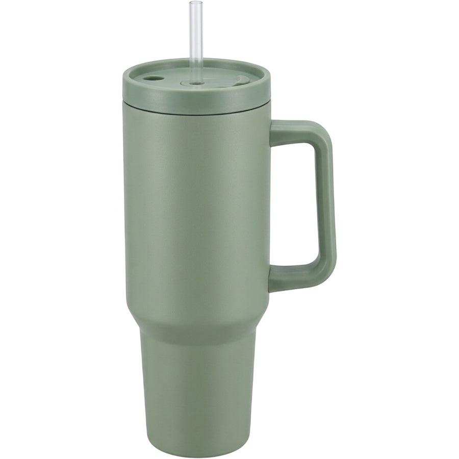 Ozkv Insulated Handle Tumbler with Straw 900 ml Sage